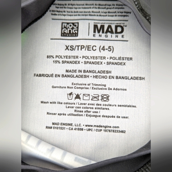 NWT Minecraft Kids (XS/4-5) UPF 50 Rashguard Beach Pool Sun Swim Shirt/Top - Picture 10 of 10